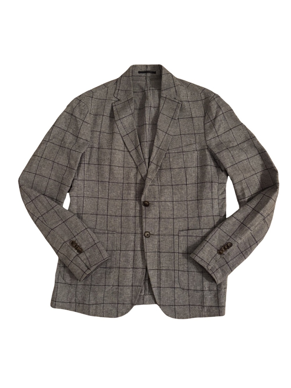 Doppelgänger Roma Linen Blend Gray Windowpane Blazer -